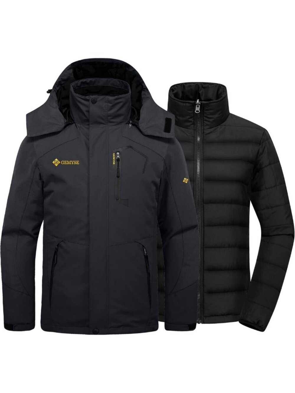 Men's 3-in-1 Winter Ski Jacket with Puffer Liner - Waterproof, Warm & Versatile